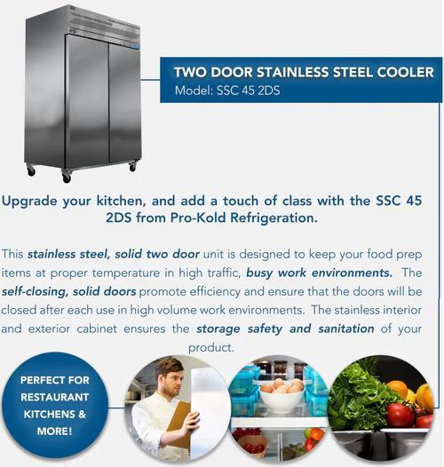Pro-Kold Double Door 55 Wide Stainless Steel Refrigerator in Other Business & Industrial - Image 2