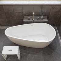 59 Inch Black/White or White Oval Free Standing Soaking Bathtub w Center Drain  ATC