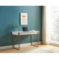 Mercer41 Computer Desk Writing Desk With One Drawer Metal Legs And USB Outlet Port