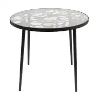 Brayden Studio Rabia Bistro Dining Table with Glass Top and Aluminum Base