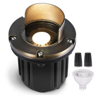 Gardenreet Landscape Well Light Brass, LED 12V Low Voltage Outdoor In Ground Lights Wired for Driveway Walkway