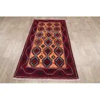 Rugsource One-of-a-Kind Hand-Knotted New Age Balouch Peach 3'2" x 6'2" Wool Area Rug