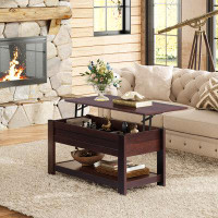 Latitude Run® Modern Lift Top Coffee Table,Rustic Coffee Table With Storage Shelf And Hidden Compartment,Wood Lift Table