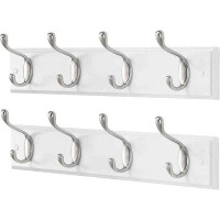 Mercer41 Wall mounted coat rack set of 2, wall mounted coat hooks, white