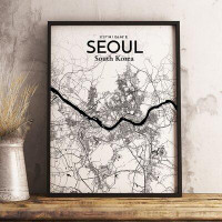 Wrought Studio 'Seoul City Map' Graphic Art Print Poster in Ink