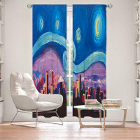 East Urban Home Lined Window Curtains 2-panel Set for Window Size by Markus - Starry Night Denver