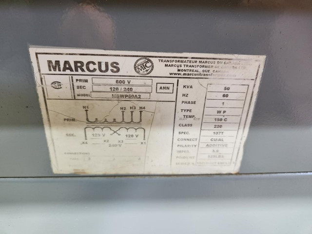 Marcus 50 KVA transformer, 1PH, 600v to 120/240v in Other Business & Industrial - Image 3