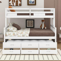 Harriet Bee Twin-Over-Full Bunk Bed With Twin Size Trundle , Separable Bunk Bed With Drawers For Bedroom