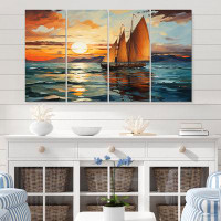Breakwater Bay Sailboat Surreal Voyage - Sailing Boat Wall Art Living Room - 4 Panels