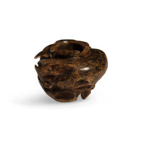 Phillips Collection Wood Abstract Pot Planter in Black/Brown