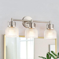Latitude Run® Modern 3-Light Bathroom Vanity Glass Wall Vanity Light
