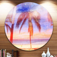 Made in Canada - Design Art 'Retro Palms Light Blue Watercolor' Graphic Art Print on Metal