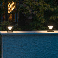 Gama Sonic Luxor Low Voltage Solar Powered Integrated LED Resin Fence Post Cap Light 4 In. X 4 In. with Base Adapter Inc