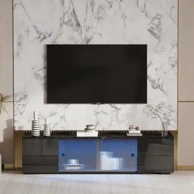 Wrought Studio TV Stand,Tvcabinet,Entertainment Centre,TV Console,Media Console,With LED Remote Control Lights,Roof Grav