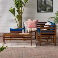 Latitude Run® 6-Piece Modern Acacia Wood Outdoor Modular Couch Set And Coffee Table