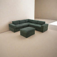 Latitude Run® Song - Green Corduroy 7Pc Upholstery Living Room Sectionals (V2)