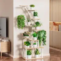 Orren Ellis Plant Stand Indoor With Grow Lights, 9 Tiered Metal Plant Shelf, 63" Tall Plant Stand For Indoor Plants Mult