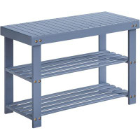 Ivy Bronx 3-tier Bamboo Shoe Rack Bench, Holds 286 Lbs, 11.3 X 27.6 X 17.8 Inches, For Entry Bathroom Bedroom (grey)