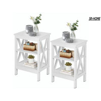 SR-HOME End Side Table With Storage Shelf Nightstands For Living Room,Bedroom Furniture,Shelves