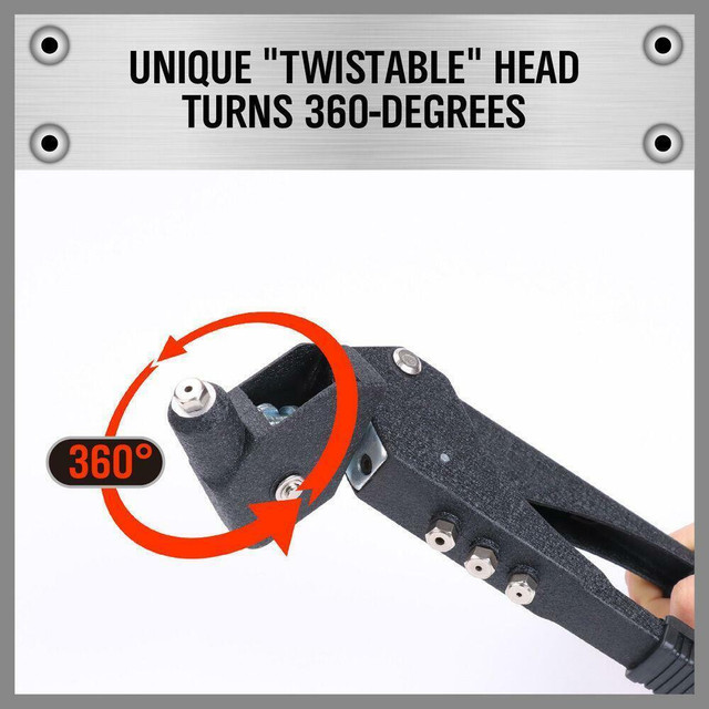NEW 360 DEG SWIVEL POP HEAD RIVERTER GUN 60 PCS S1074 in Hand Tools in Alberta - Image 3