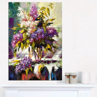 Made in Canada - Design Art Lilac Bouquet in a Vase - 3 Piece Painting Print on Wrapped Canvas Set