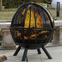 Millwood Pines Culberhouse 35" H x 31" W Iron Wood Burning Outdoor Fire Pit with Lid