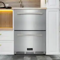 FC Design Fc Design 24-inch Indoor Outdoor Refrigerator Drawer In Stainless Steel, Built-in Beverage Refrigerator