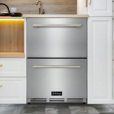FC Design Fc Design 24-inch Indoor Outdoor Refrigerator Drawer In Stainless Steel, Built-in Beverage Refrigerator in Refrigerators
