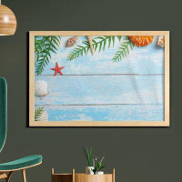 East Urban Home Ambesonne Seashells Wall Art With Frame, Star Fish Seashell Tropic Plants Leaves Seaweed Nautical Boat M