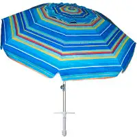 Textiles Hub 7Ft Heavy Duty Beach Umbrella With Sand Anchor, UV 50+ Protection, Outdoor Sunshade, Carry Bag, Patio Garde