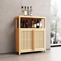 Ebern Designs Large Capacity Bamboo Storage Cabinet Furniture For Bathroom Living Room Bathroom Bamboo Storage Cabinet W