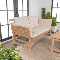 Winston Porter Troutville 2-Seat Modern Scandinavian Folding Wood Outdoor Day Bed Sofa