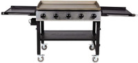 Pit Boss® Deluxe 5 Burner Portable Gas Griddle - PB5GD Handy Fold-and-Go Design, 4.5mm thick Griddle Surface. 62000 BTU