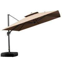 Arlmont & Co. Arlmont & Co. Outdoor 132'' X 132'' Double Top Square Umbrella with wheeled Base