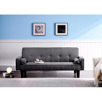 Ebern Designs 72" Dark Gray Cotton Linen Sofa Bed