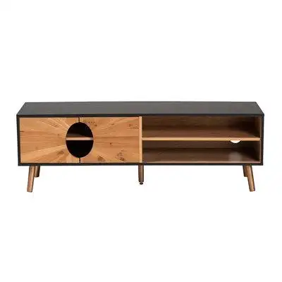 Lefancy.net Lefancy  Chester Modern and Contemporary Two-Tone Dark and Natural Brown Finished Wood TV Stand