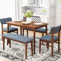 Builddecor Modern Dining Table Set With 2 Benches And 2 Chairs