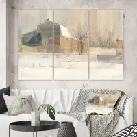Made in Canada - East Urban Home Winter on the Farmhouse - 3 Piece Painting on Canvas