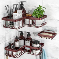 Rebrilliant Corner Shower Caddy, 3-Pack Adhesive Shower Caddy With Soap Holder And 12 Hooks, Rustproof Stainless Steel B