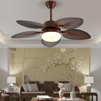 Orren Ellis Retro 5-leaf 52"ceiling Fan With Light 6 Speed Change Chandelier