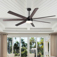 Brayden Studio 72" Carlyann 7 - Blade LED Standard Ceiling Fan with Remote Control and Light Kit Included