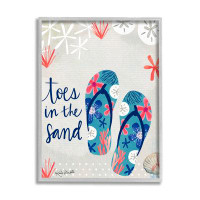 Stupell Industries «Toes in Sand», plage variée à motif botanique à bascule - cadre flottant, impression sur bois