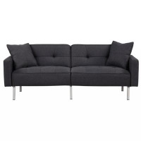 Latitude Run® Linen Upholstered Modern Convertible Folding Futon Sofa Bed For Compact Living Space, Apartment, Dorm, Bla
