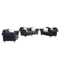 Rosdorf Park 3 Piece Living Room Sofa Set, Including 3-Seater Sofa, Loveseat And Sofa Chair, With Button And Copper Nail