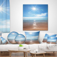 East Urban Home Designart Serene Seascape with Bright Sun Modern Beach Throw Pillow