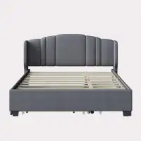 Latitude Run® Upholstered Platform Bed with Wingback Headboard