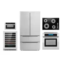 Cosmo 5 Piece Kitchen Package With 30" Electric Cooktop 24" Single Electric Wall Oven 24" Built-in Microwave Drawer Ener