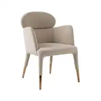 Hokku Designs Shannon - Modern Beige Vegan Leather + Rosegold Dining Chair