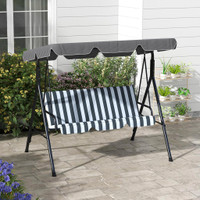 Porch Swing 67.7"L x 43.3"W x 60.2"H Grey and White