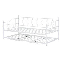 Red Barrel Studio Twin Size Metal Daybed with Portable Folding Trundle